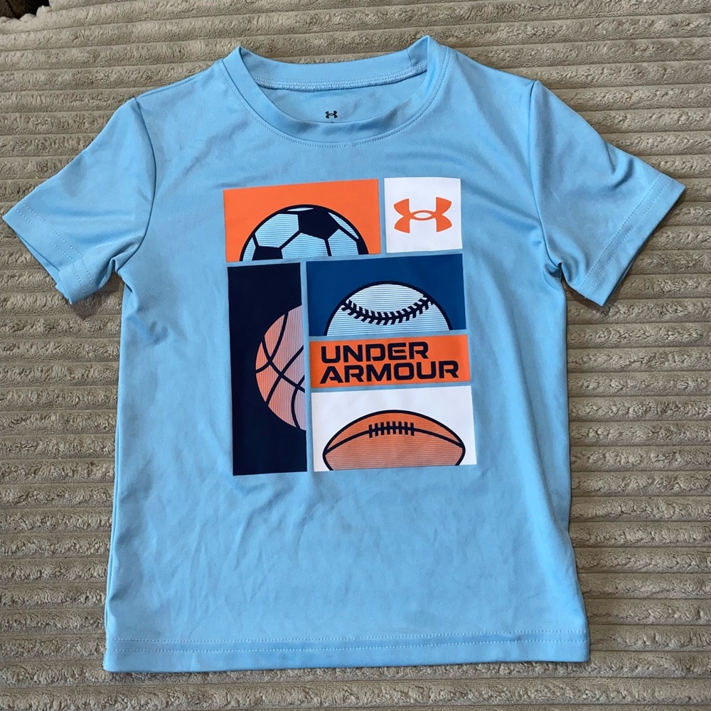 Under Armour Boys’ Size 4 Graphic Sports Tee – Light Blue